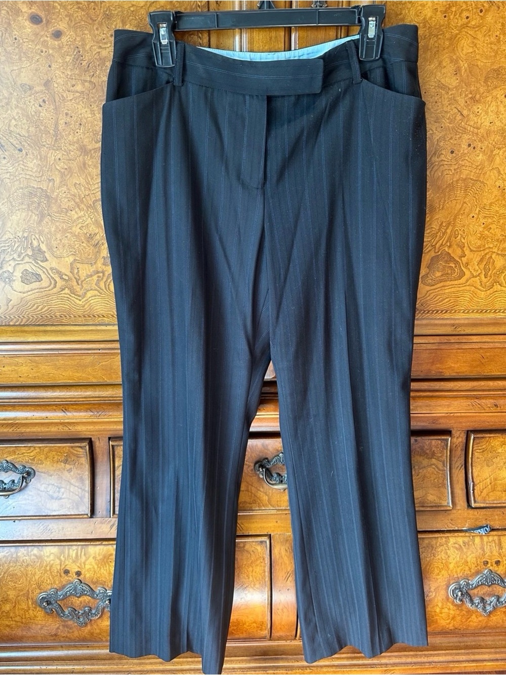 Style & Co Petite Black Pinstripe Dress Pants Women’s 12P Stretch